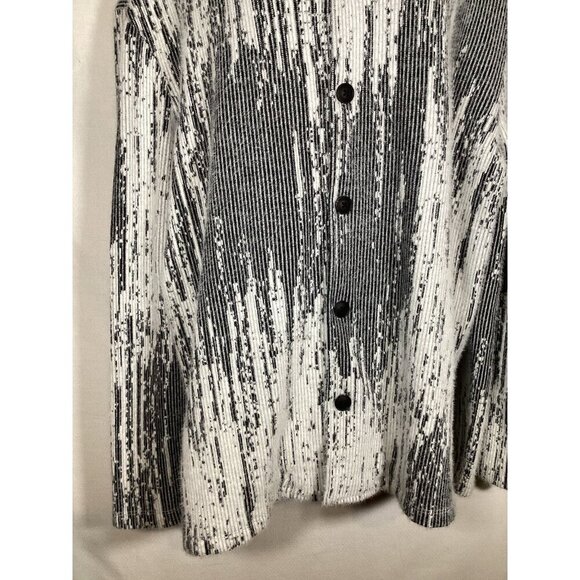 ZARA Button-up Shirt Shacket Abstract Shades of Grey Soft Large Dark Boho 90's - Picture 2 of 8
